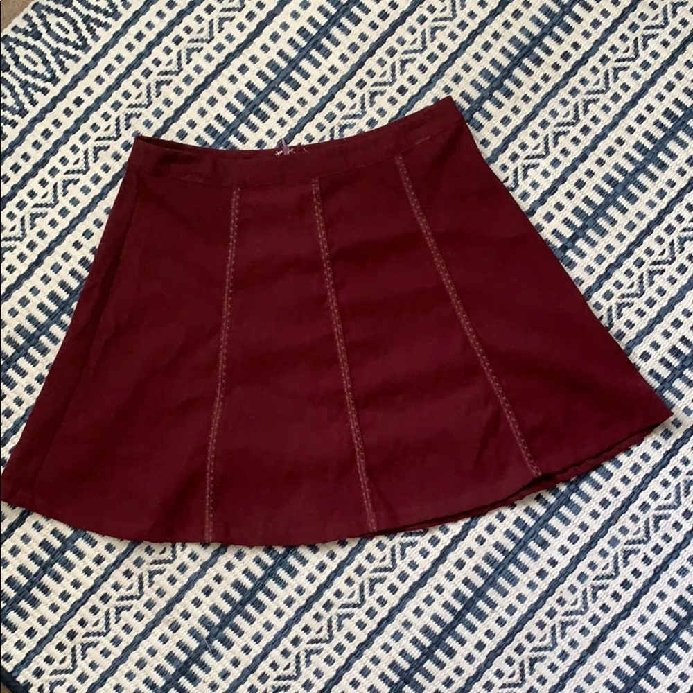 Maroon velvet skirt
